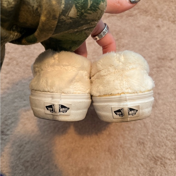 Vans Women's White Fuzzy Sneakers - Picture 4 of 6